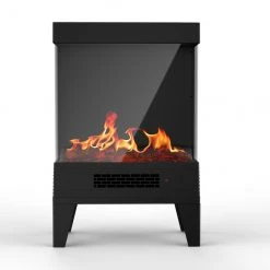 Style Selections Electric Stove with Flame Effect and 3-Sided Window - 24.6-in x 15.98-in - Black