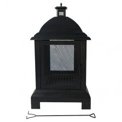 Style Selections Steel Outdoor Fireplace - 24 x 44-in - Black