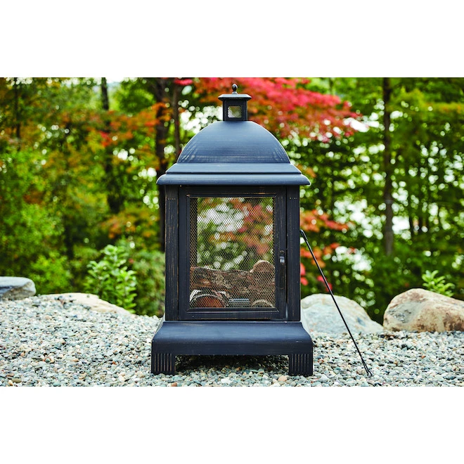 Style Selections Steel Outdoor Fireplace - 24 x 44-in - Black 3 Style Selections Steel Outdoor Fireplace - 24 x 44-in - Black - Image 3