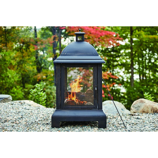 Style Selections Steel Outdoor Fireplace - 24 x 44-in - Black 4 Style Selections Steel Outdoor Fireplace - 24 x 44-in - Black - Image 4