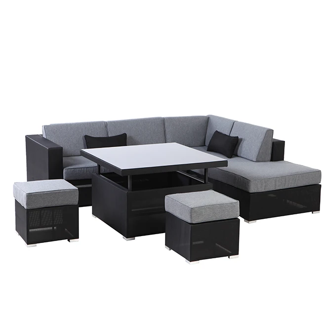 Style Selections Soho Patio Sectional Seating Set - Grey/Black - 6 Seats 1 Style Selections Soho Patio Sectional Seating Set - Grey/Black - 6 Seats