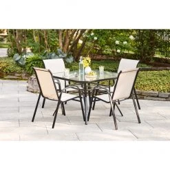 Style Selections 42-in Pelham Bay Square Glass and Black Metal Table -STYLE SELECTIONS Sales 30736975c L