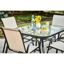 Style Selections 42-in Pelham Bay Square Glass and Black Metal Table -STYLE SELECTIONS Sales 30736975d L
