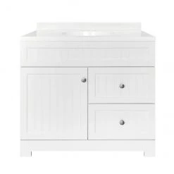 Style Selections Ellenbee Bathroom Vanity with Top - White - 1-Door/2-Drawer - 36-in
