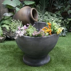 Fountain with Flower Pot - 23.23'' x 27.95'' - GRC -STYLE SELECTIONS Sales 33905463b L