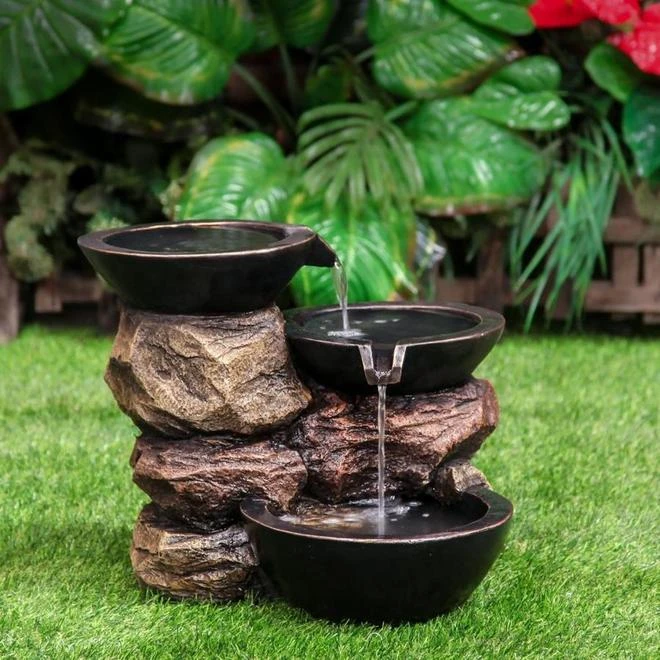Infinity 3-Tier Outdoor Fountain - 17.13-in - Resin - Brown 2 Infinity 3-Tier Outdoor Fountain - 17.13-in - Resin - Brown - Image 2