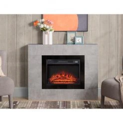 Style Selections Rossa Electric Fireplace with Timer - 23-in - Cement Ash -STYLE SELECTIONS Sales 35025011c L