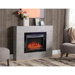 Style Selections Rossa Electric Fireplace with Timer - 23-in - Cement Ash -STYLE SELECTIONS Sales 35025011d L