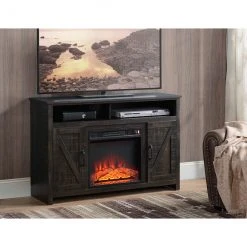 Style Selections Fluda TV Stand with Electric Fireplace - Barn Doors - Brown -STYLE SELECTIONS Sales 35025012c L