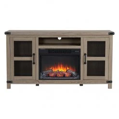 Style Selections Roslin Fireplace TV Stand for TVs up to 65-in - 32-in x 60-in - Brown
