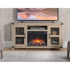 Style Selections Roslin Fireplace TV Stand for TVs up to 65-in - 32-in x 60-in - Brown -STYLE SELECTIONS Sales 35025013c L