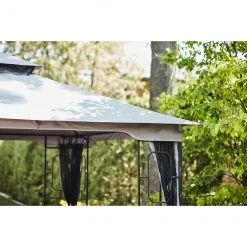 Style Selections 10-ft x 10-ft Black and Grey Gazebo with Netting -STYLE SELECTIONS Sales 38115277d L
