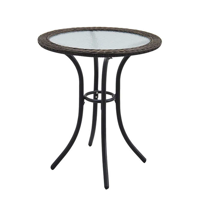 Style Selections Spruce Hills 28 3/16-in Round Patio Brown Bistro Table in Steel and Tempered Glass 1 Style Selections Spruce Hills 28 3/16-in Round Patio Brown Bistro Table in Steel and Tempered Glass