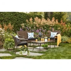 Style Selections Spruce Hills 2 Seats Patio Loveseat in Brown Woven Wicker -STYLE SELECTIONS Sales 41355016d L