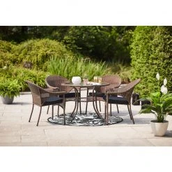 Style Selections Spruce Hills 39 1/2-in Tempered Glass Round Patio Dining Table -STYLE SELECTIONS Sales 41355019c L
