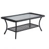 Style Selections Patio Coffee Table - Spruce Hills Collection - 42-in x 17-in - Steel/Tempered Glass/Wicker - Black -STYLE SELECTIONS Sales 41355023 L