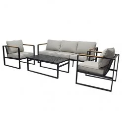 Style Selections 4-Pieces Dufferin Grey Steel Patio Conversation Set