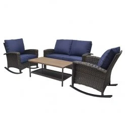 Style Selections Sunbridge Conversation Set - 4 Pieces - Steel - Blue