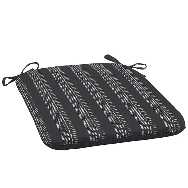 Style Selections Reversible Patio Chair Cushion - 19-in x 18-in x 2.5-in - Polyester - Striped Black Pattern 1 Style Selections Reversible Patio Chair Cushion - 19-in x 18-in x 2.5-in - Polyester - Striped Black Pattern