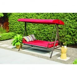 Style Selections Futon Swing - 3-Person - 8-ft - Steel/Polyester - Red/Brown -STYLE SELECTIONS Sales 44315009c L