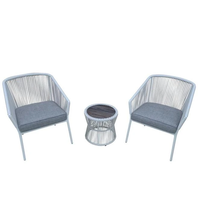Style Selections 3-Piece Metal Frame Patio Conversation Set with Grey Cushions 1 Style Selections 3-Piece Metal Frame Patio Conversation Set with Grey Cushions