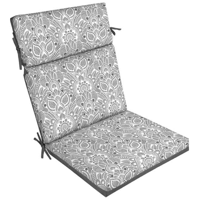 Style Selections 1-Piece Tybalt Damask Grey Patio Chair Cushion 1 Style Selections 1-Piece Tybalt Damask Grey Patio Chair Cushion
