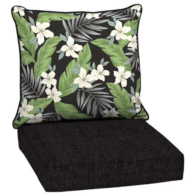 Style Selections 2-Piece Oliani Tropical Black Floral Deep Seat Patio Chair Cushion 1 Style Selections 2-Piece Oliani Tropical Black Floral Deep Seat Patio Chair Cushion
