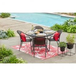Style Selections Pelham Bay Patio Dinner Table - 48-in x 29 1/4-in - Matte Black Steel -STYLE SELECTIONS Sales 47865005c L