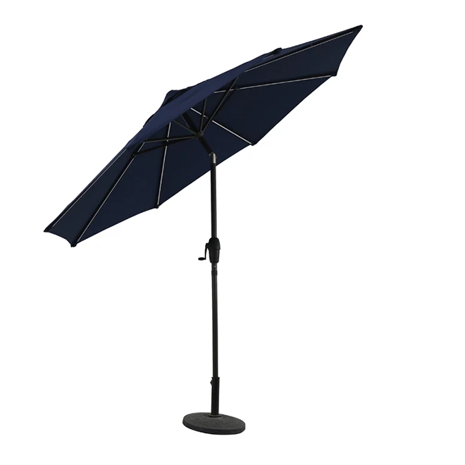 Style Selections 9-ft Market Umbrella with Solar LED Lighting - Aluminum and Olefin - Tiltable - Navy Canopy 1 Style Selections 9-ft Market Umbrella with Solar LED Lighting - Aluminum and Olefin - Tiltable - Navy Canopy
