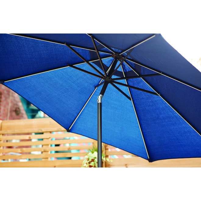 Style Selections 9-ft Market Umbrella with Solar LED Lighting - Aluminum and Olefin - Tiltable - Navy Canopy 4 Style Selections 9-ft Market Umbrella with Solar LED Lighting - Aluminum and Olefin - Tiltable - Navy Canopy - Image 4