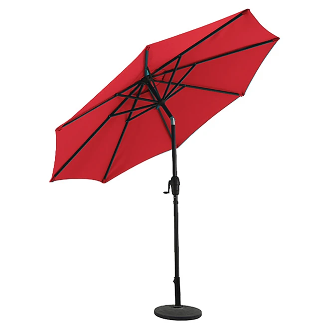 Style Selections Tiltable Umbrella - Aluminum and Red Olefin - 9-ft 1 Style Selections Tiltable Umbrella - Aluminum and Red Olefin - 9-ft