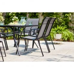Style Selections Stackable Patio Chair - Powder-Coated Frame - Charcoal Grey -STYLE SELECTIONS Sales 48655022c L