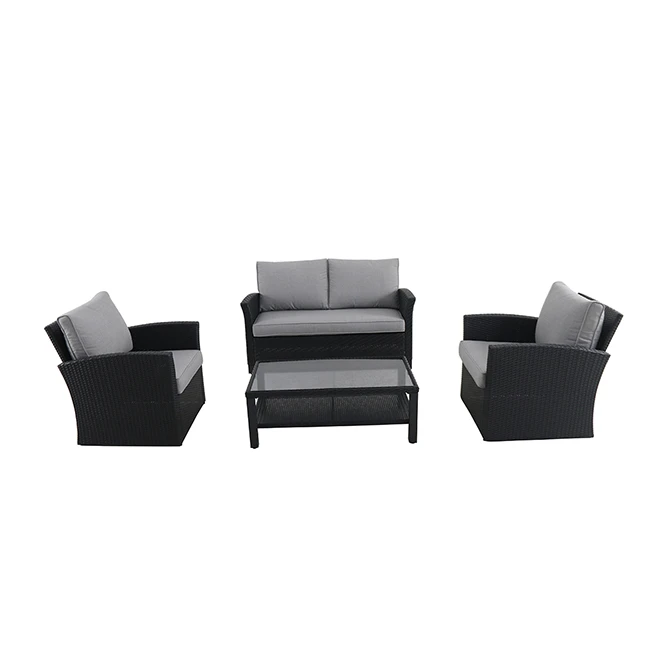 Style Selections Matheson Outdoor Conversation Set - 4 Pieces - Resin and Steel Frame - Black/Grey 1 Style Selections Matheson Outdoor Conversation Set - 4 Pieces - Resin and Steel Frame - Black/Grey