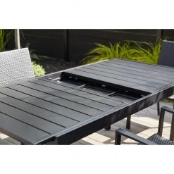 Style Selections Pelham Bay Outdoor Expandable Dinner Table in Matte Black Steel -STYLE SELECTIONS Sales 48655048c L