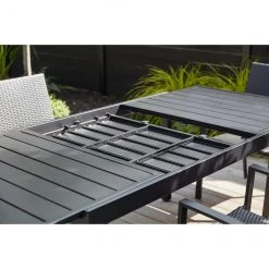 Style Selections Pelham Bay Outdoor Expandable Dinner Table in Matte Black Steel -STYLE SELECTIONS Sales 48655048d L