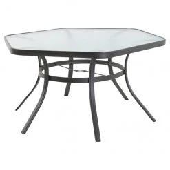 Style Selections Hexagon Dinner Table with Glass Table Top - 56.1 X 27.56"