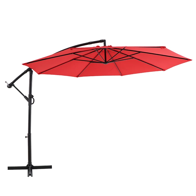 Style Selections Matheson Octagonal Offset Patio Umbrella - Steel and Red Polyester - Tiltable and Rotating 1 Style Selections Matheson Octagonal Offset Patio Umbrella - Steel and Red Polyester - Tiltable and Rotating