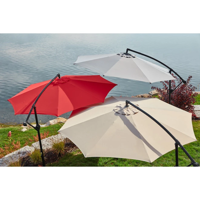 Style Selections Matheson Octagonal Offset Patio Umbrella - Steel and Red Polyester - Tiltable and Rotating 3 Style Selections Matheson Octagonal Offset Patio Umbrella - Steel and Red Polyester - Tiltable and Rotating - Image 3