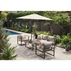 Style Selections Greige 10-ft Offset Patio Umbrella - Polyester -STYLE SELECTIONS Sales 48655103c L