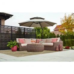 Style Selections Offset Patio Umbrella - Aluminum and Olefin - Tiltable and Rotating - Greige -STYLE SELECTIONS Sales 48655104b L