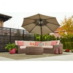 Style Selections Offset Patio Umbrella - Aluminum and Olefin - Tiltable and Rotating - Greige -STYLE SELECTIONS Sales 48655104c L