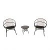 Style Selections Archer Conversation Set - 3 Pieces - Steel and Wicker - Black/ Grey -STYLE SELECTIONS Sales 48655109 L
