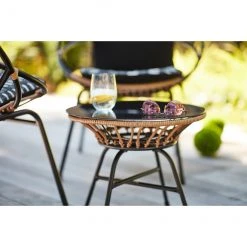 Style Selections Archer Conversation Set - 3 Pieces - Steel and Wicker - Black/ Grey -STYLE SELECTIONS Sales 48655109c L