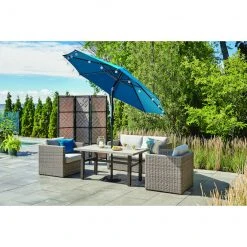 Style Selections Umbrella - 9-ft x 9-ft - Teal - Polyester -STYLE SELECTIONS Sales 48655112d L