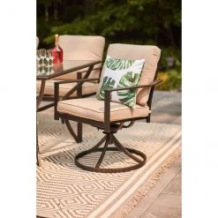 Style Slections Glenn Hill Swivel Patio Chair - Steel and Olefin - Tan - Set of 2 -STYLE SELECTIONS Sales 48655119b L
