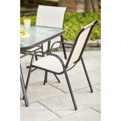 Style Selections Beige Steel and Sling Stackable Outdoor Chair -STYLE SELECTIONS Sales 48655131c L