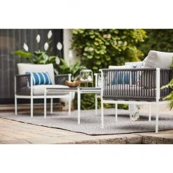 Style Selections 4-Piece Outdoor Conversation Set - Grey and White -STYLE SELECTIONS Sales 48655135c L