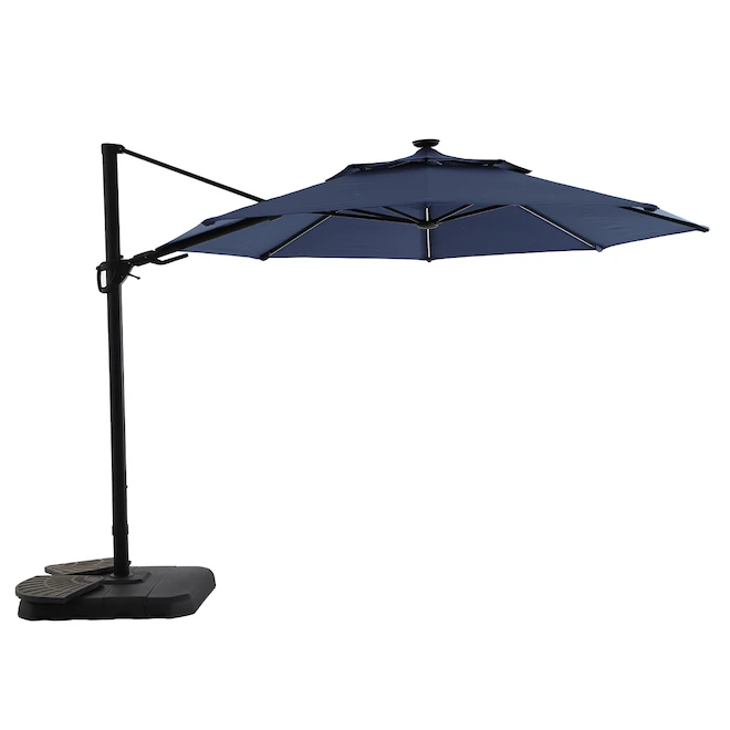 Style Selections 11-ft Offset Umbrella - Navy - Aluminum 1 Style Selections 11-ft Offset Umbrella - Navy - Aluminum