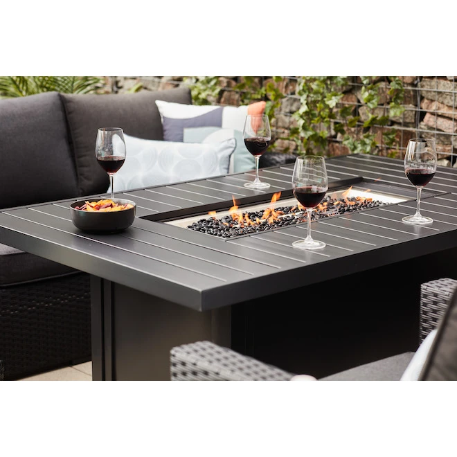 Style Selections 55,000 BTU 64-in Fire Table in Black Aluminum 3 Style Selections 55,000 BTU 64-in Fire Table in Black Aluminum - Image 3