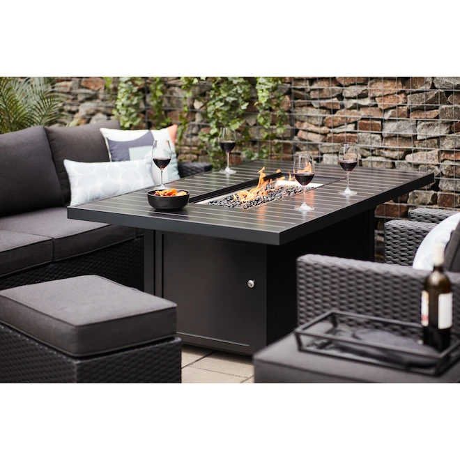 Style Selections 55,000 BTU 64-in Fire Table in Black Aluminum 4 Style Selections 55,000 BTU 64-in Fire Table in Black Aluminum - Image 4
